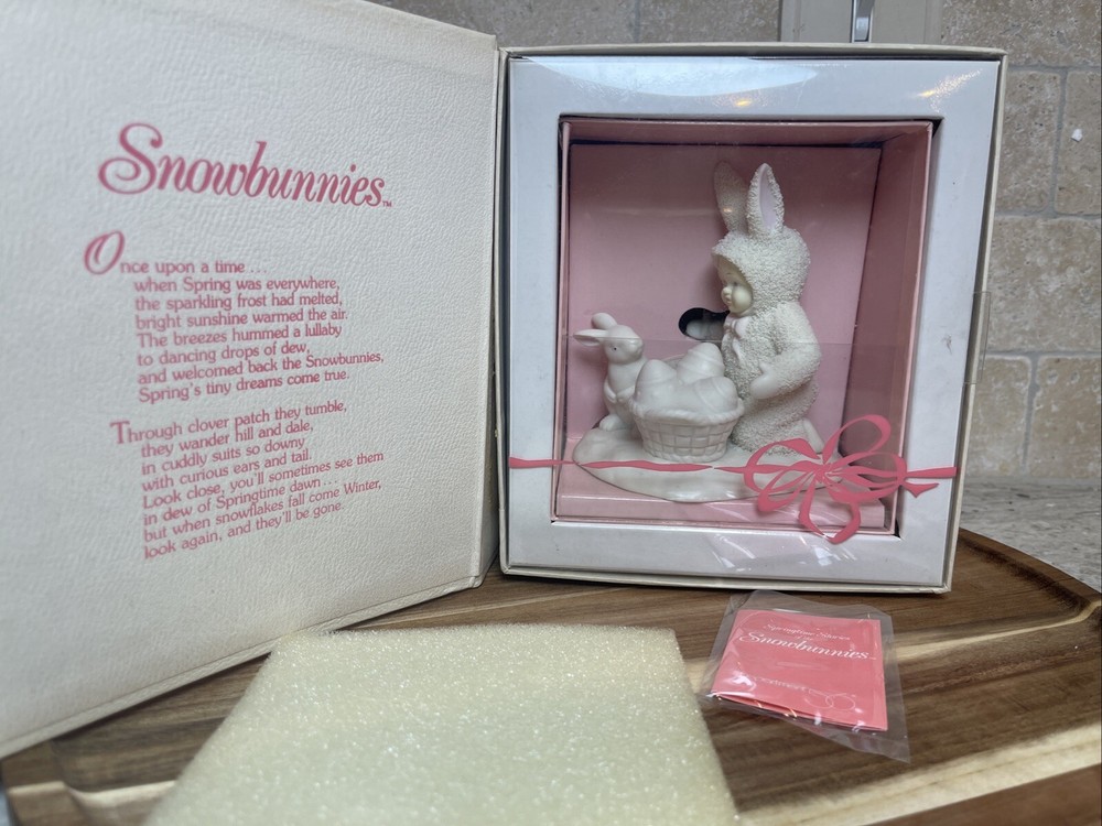 VTG Dept 56 Snowbunnies Help Me Hide the eggs Ceramic Figurine New! Box! TAG!