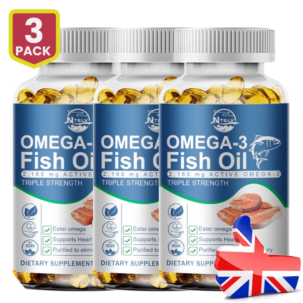 omega 3 fish oil capsules 3x strength 3600mg epa & dha, highest potency 360