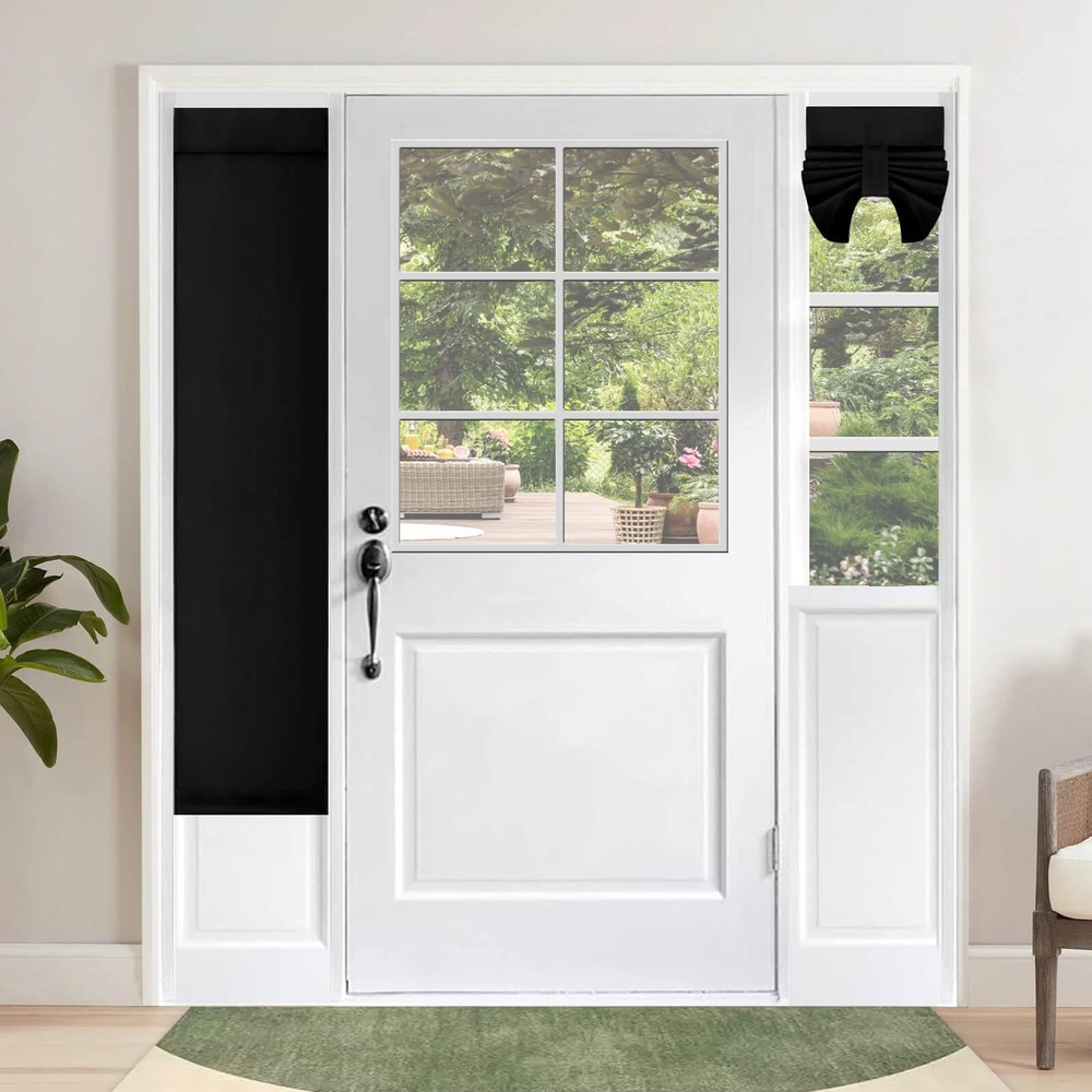 Blackout Sidelight Curtains for Front Door, Privacy Thermal Insulated Tie up ...