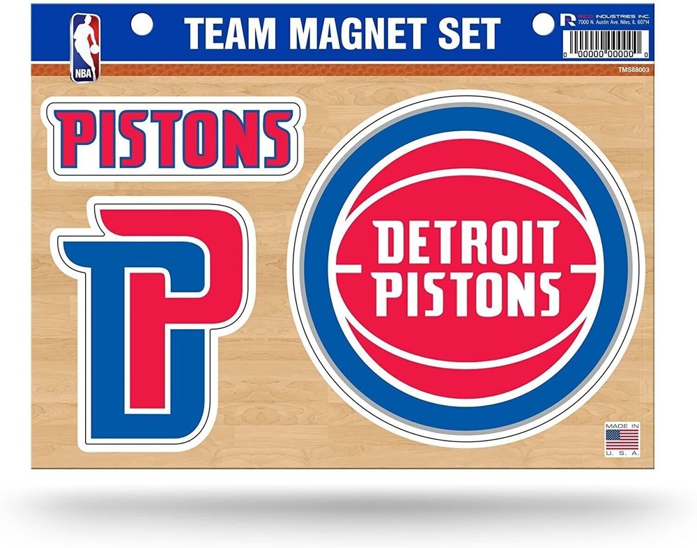Detroit Pistons Multi Magnet Set 8.5x11 Inch Die-Cut for Auto and Home