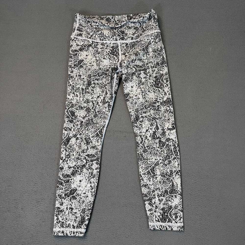 Athleta Womens Medium Elation Graffiti 7/8 Tight Legging Floral Grey Yoga 511165