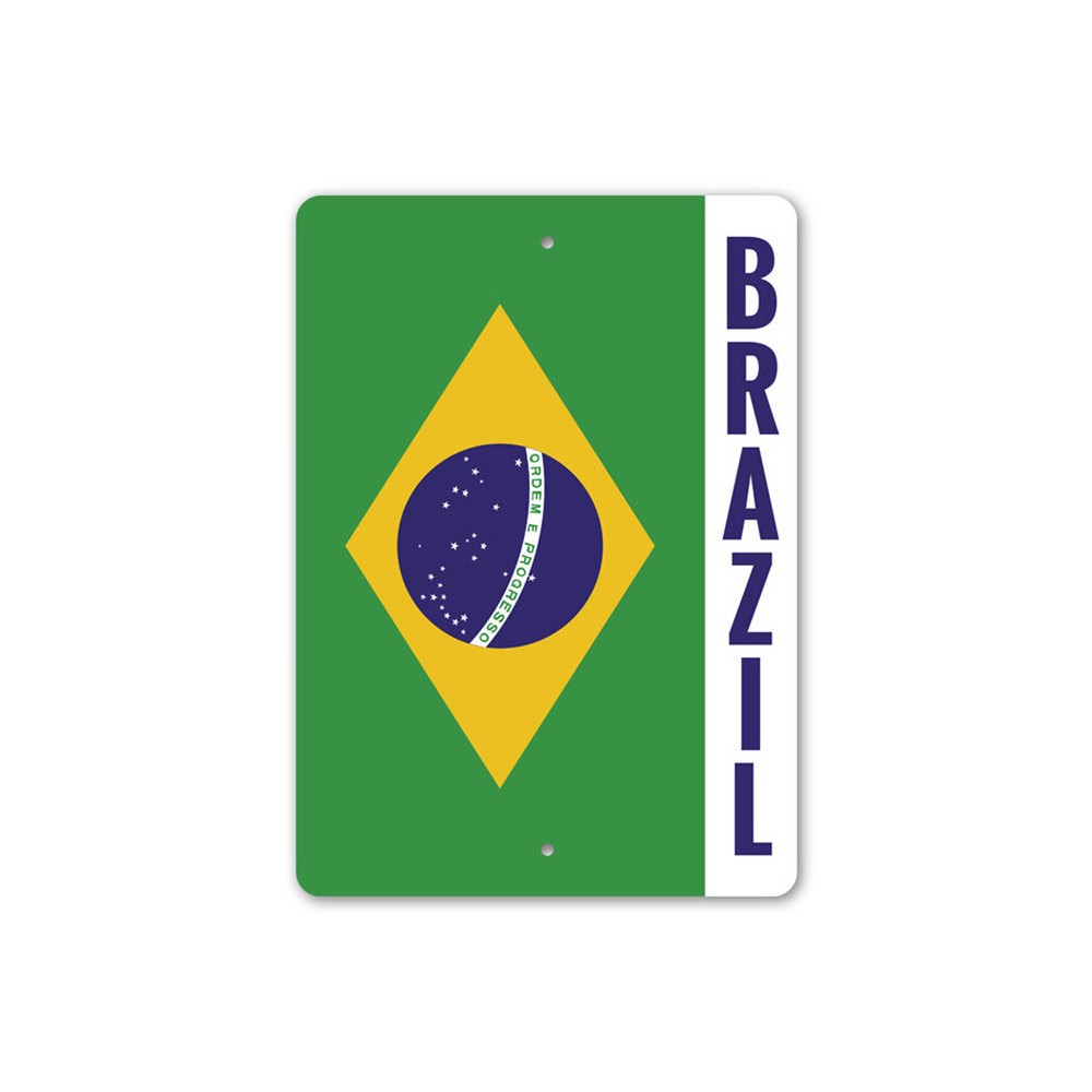 Brazil Flag, Patriot Home Decorative Sign, Man Cave Sign, Street Metal Sign