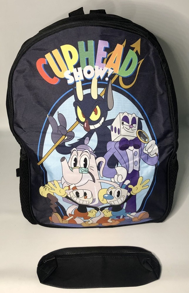 Cuphead Backpack Book Bag With Pencil Holder for Back To School New-image