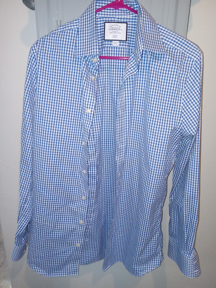charles tyrwhitt dress shirt slim fit non iron 100% cotton limited use