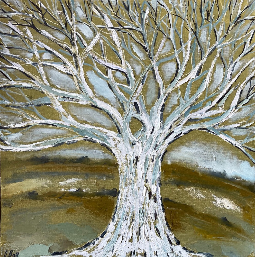 Tree of Life Original Oil Painting 16x16 Signed Oak Tree Abstract Art