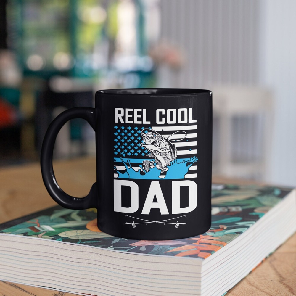 Reel Cool Dad Mug Funny Fisherman Fathers Day American Fishing Dads Coffee Mugs
