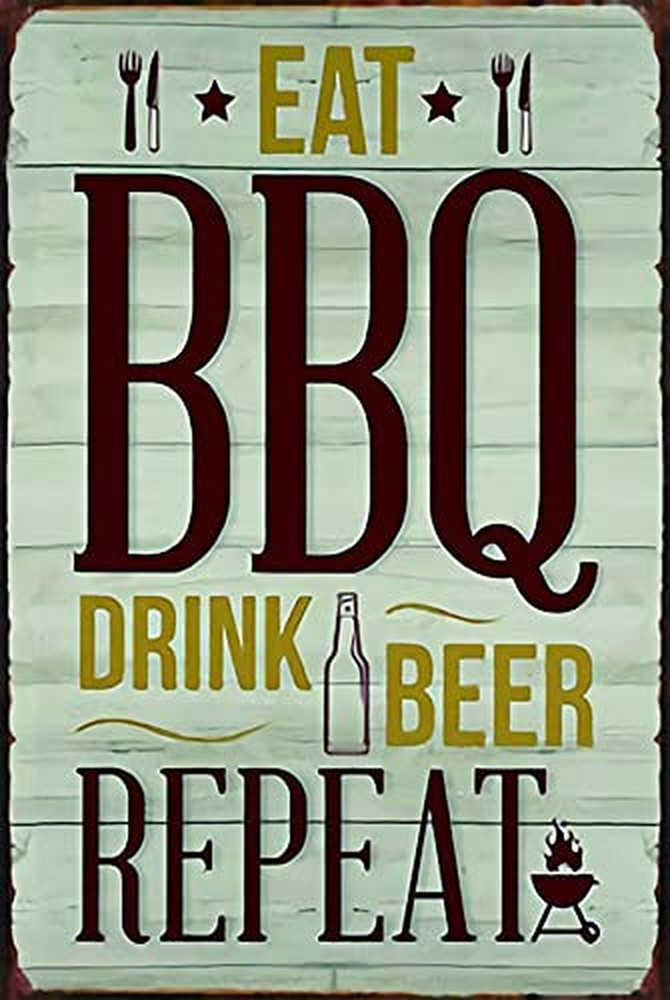 Vintage Metal Tin Sign for BBQ Beer Lovers Outdoor Garage Home Decor