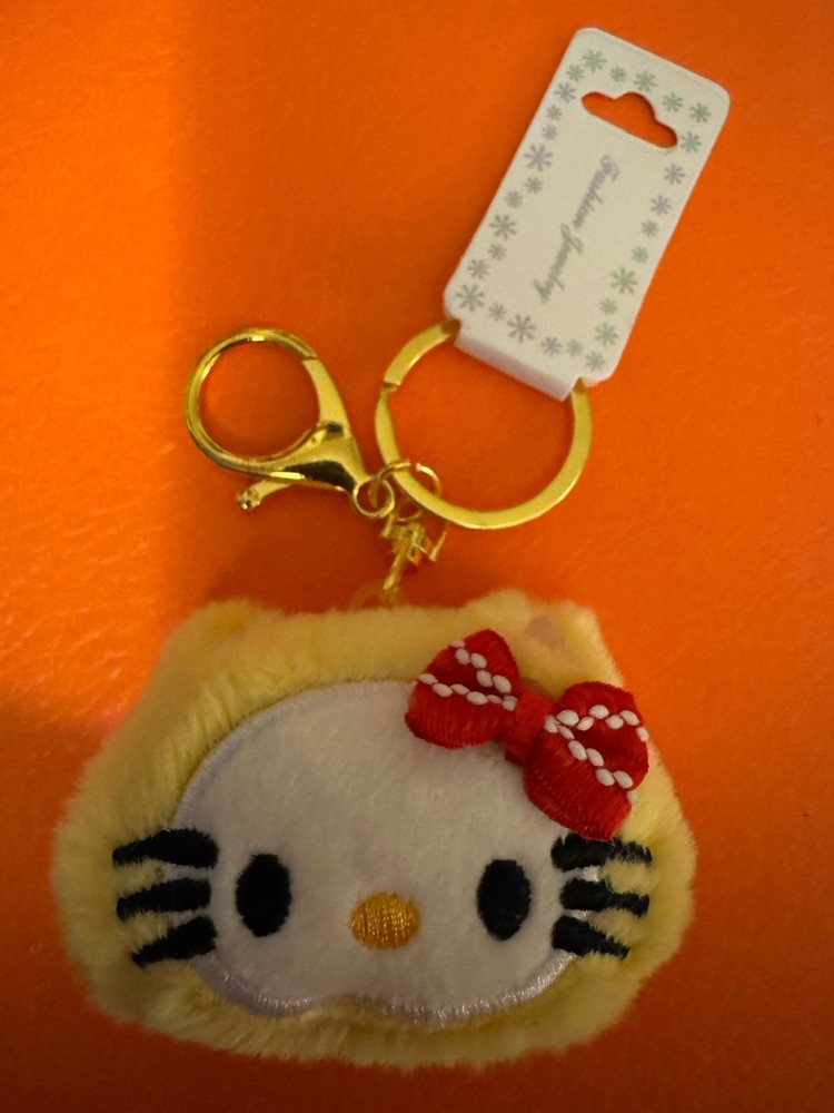 Hello Kitty Yellow Plush Clip-On Keychain New Adorable Design