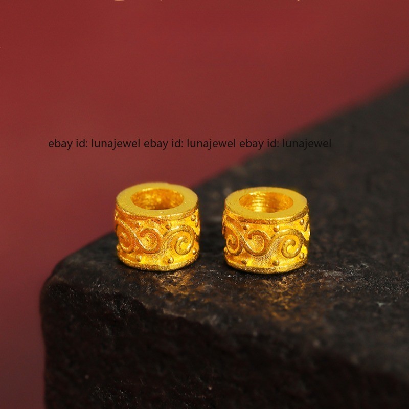 1Pcs 24K Pure 999 Gold Tube Bead for DIY Bracelet Pendant