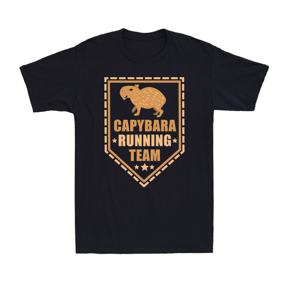 Capybara Running Team Lover Animal Rodent Capybaras Novelty Men's Cotton T-Shirt