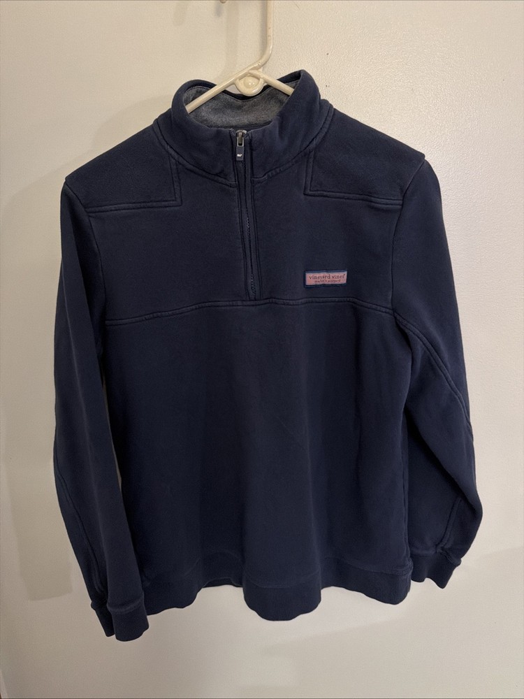 Vineyard Vines Medium Pullover Women's Navy Blue Cotton 1/4 Zip Sweatshirt M