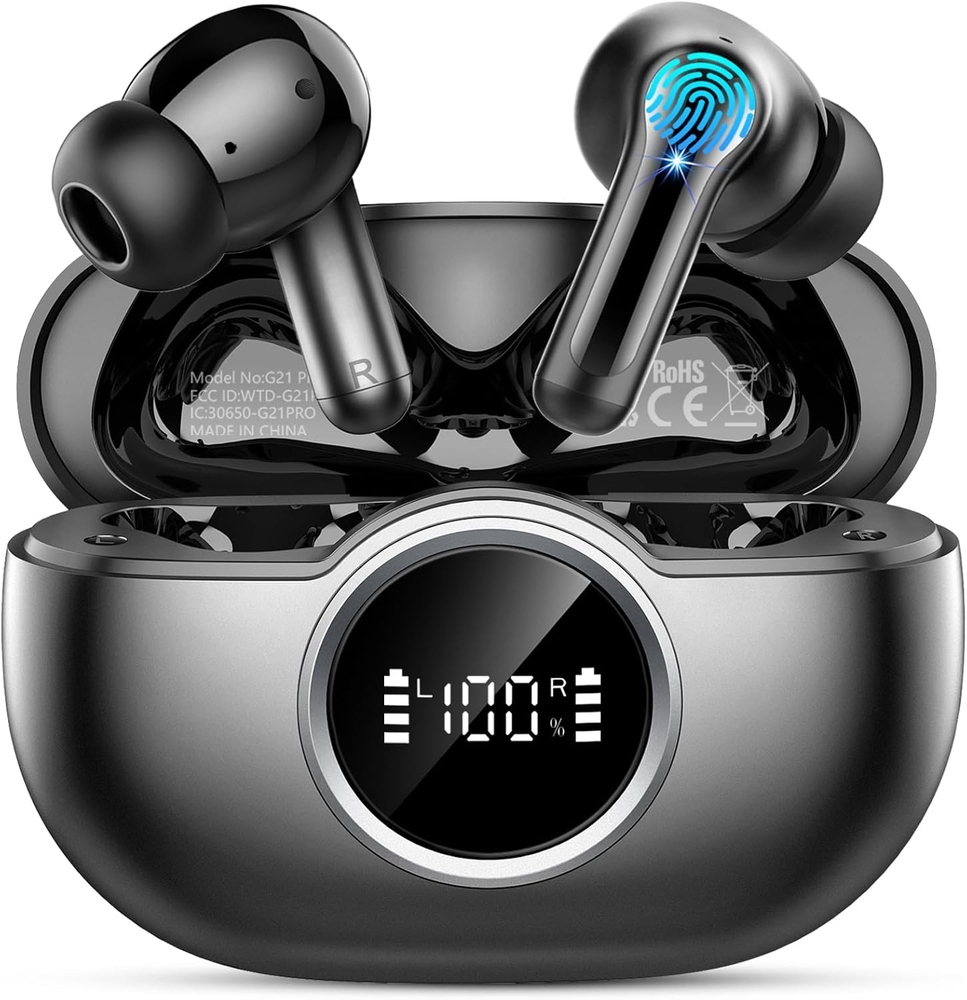 2025 Wireless Earbuds with Bluetooth 5.4 Hi-Fi Stereo 3D Bass 4 Mics