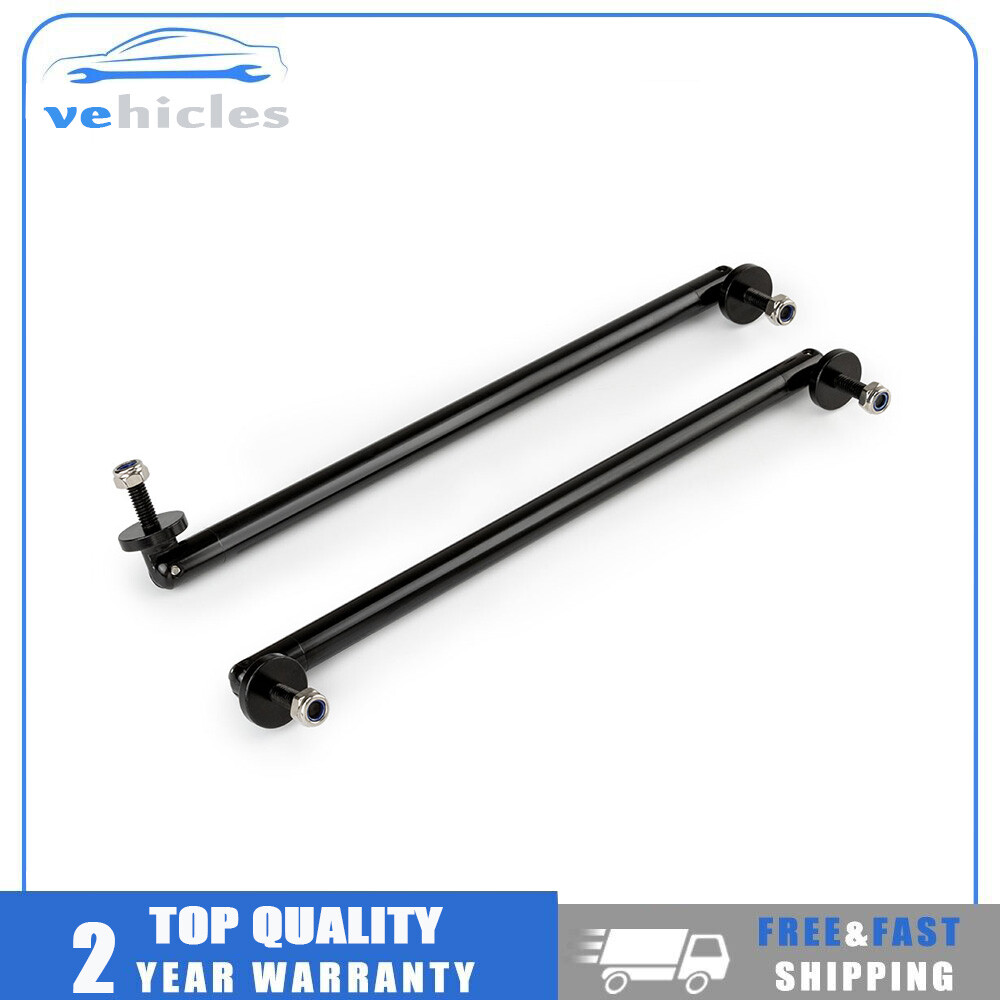 2X Black Adjustable Front Bumper Lip Splitter Spoiler Support Strut Rods