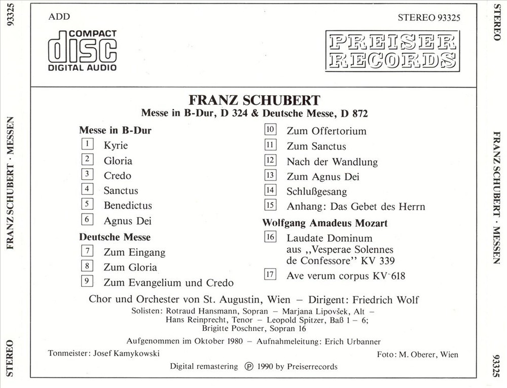 St. Augustin Choir Schubert B-Dur Messe Deutsche Messe New CD