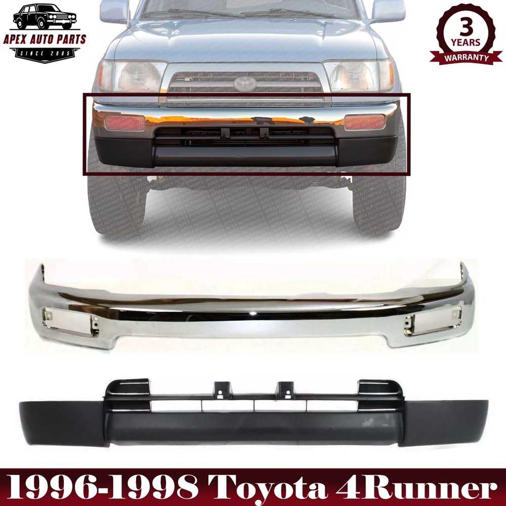 Front Bumper Face Bar Chrome + Lower Valance Primed For 1996-1998 Toyota 4Runner