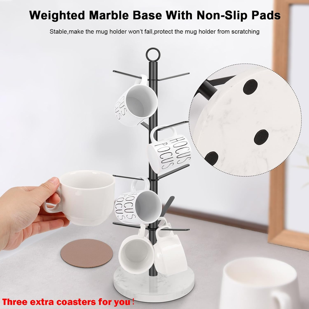 Mug Holder Tree, Coffee Cup Stand Holder, Thick Base Mug Rack for Kitchen Hom...
