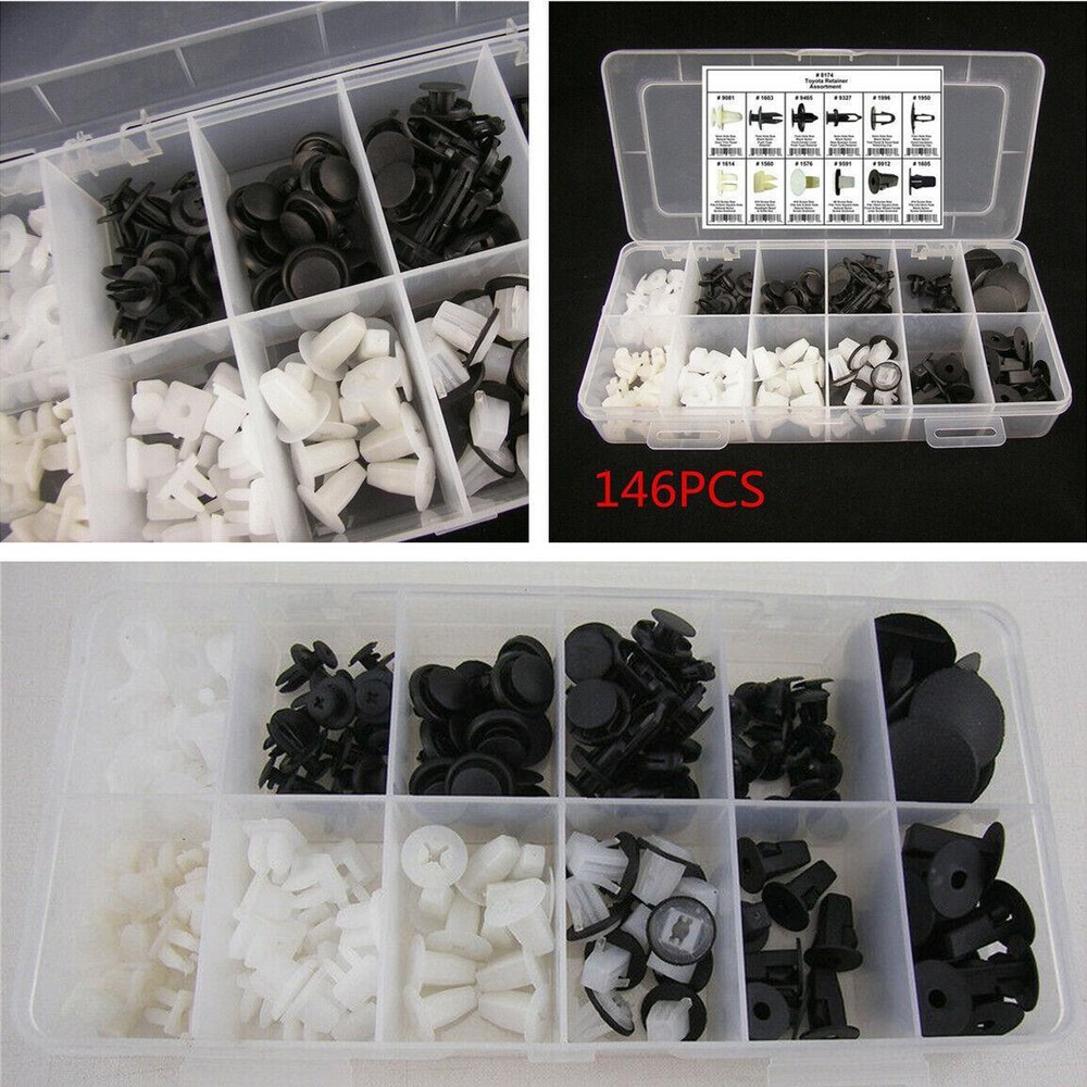 146 Pcs Nylon Fasteners Clips   Plastic Box Kit Car Exterior Trim Screw Grommet