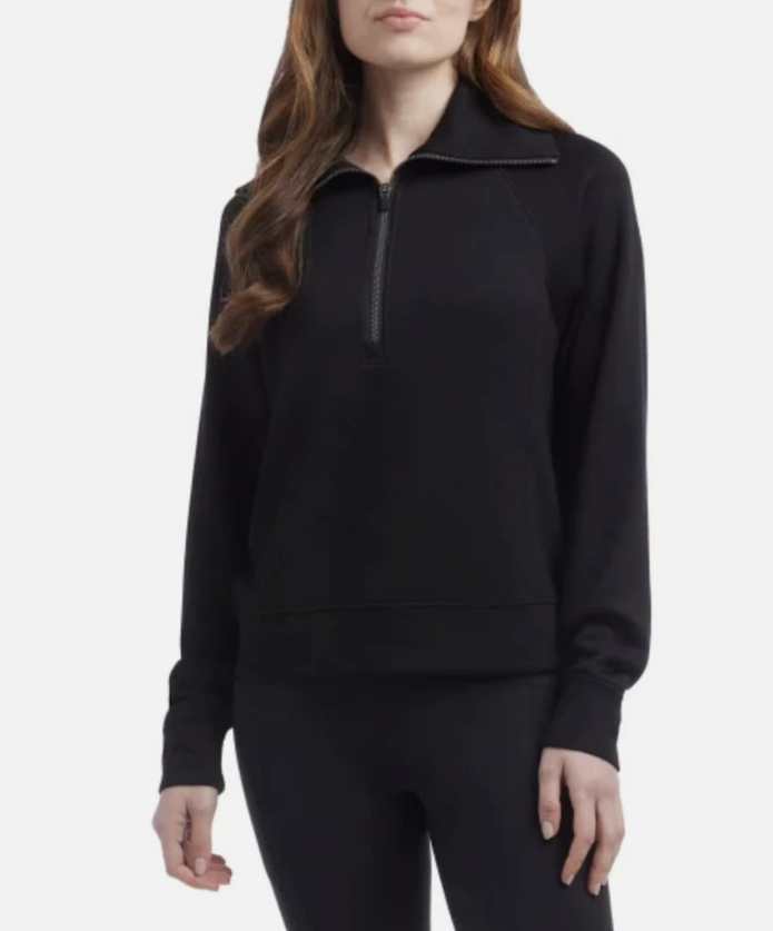 Danskin Women's Luxe Half Zip Pullover Top Black Size M