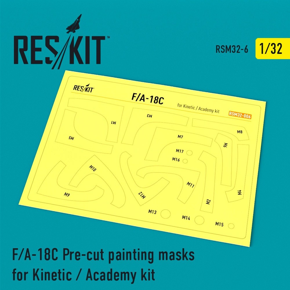 ResKit RSM32-0006 1:32 Scale F/A-18C Hornet Pre-Cut Paint Masks for Kinetic Academy Model