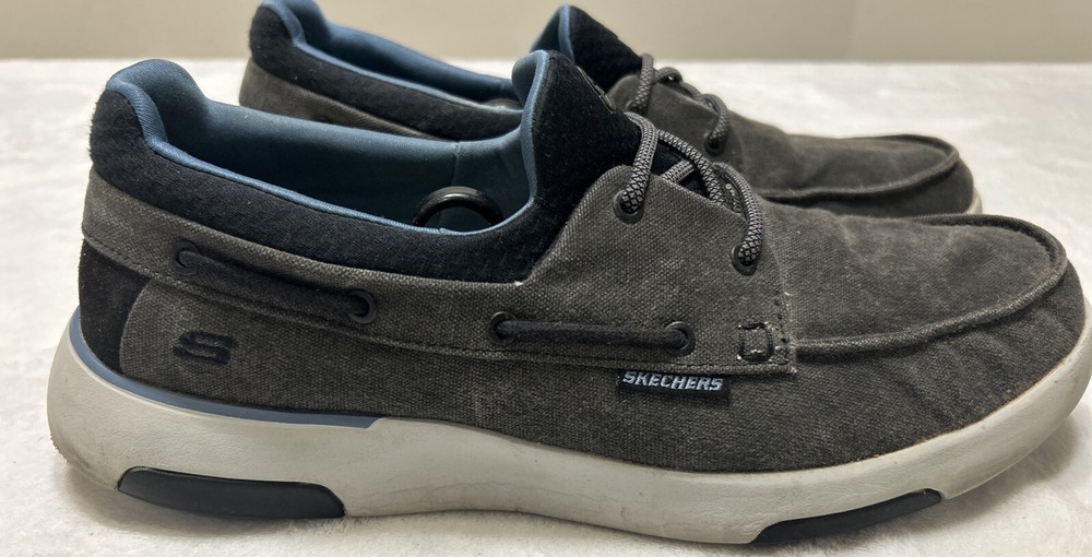 Skechers Mens Shoes Size 11 Blue Memory Foam Arch Bellinger Garmo Low Top Boat