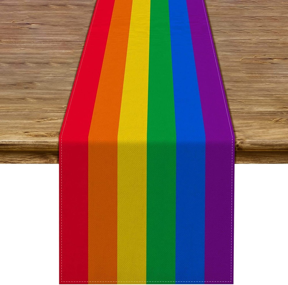 Rainbow Table Runner for Pride Day LGBT LGBTQIA+ Transgender Bisexual Parade Decoration-image
