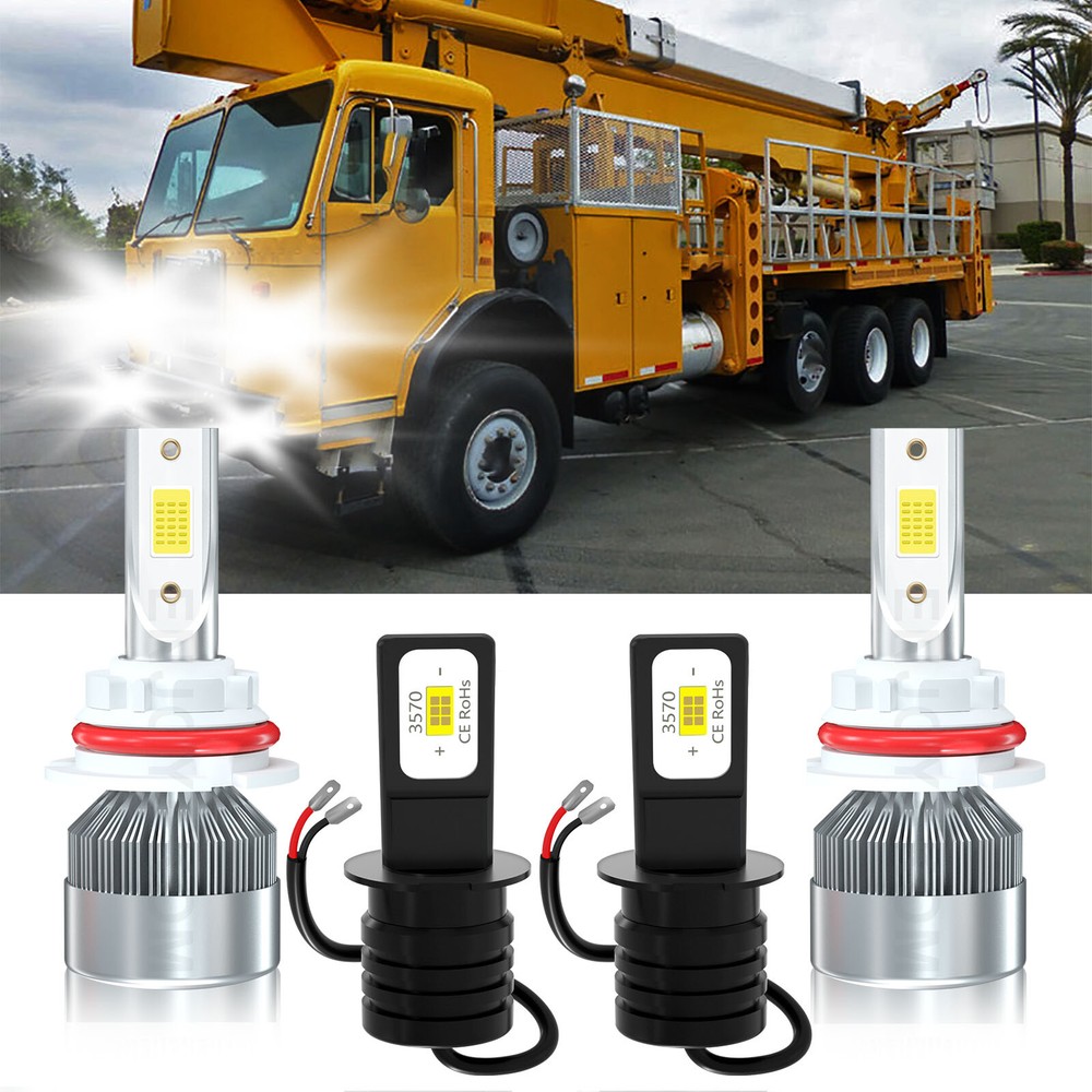 For Peterbilt 320 1987-1997 4x LED Headlight High Low Beam + Fog Light Bulb