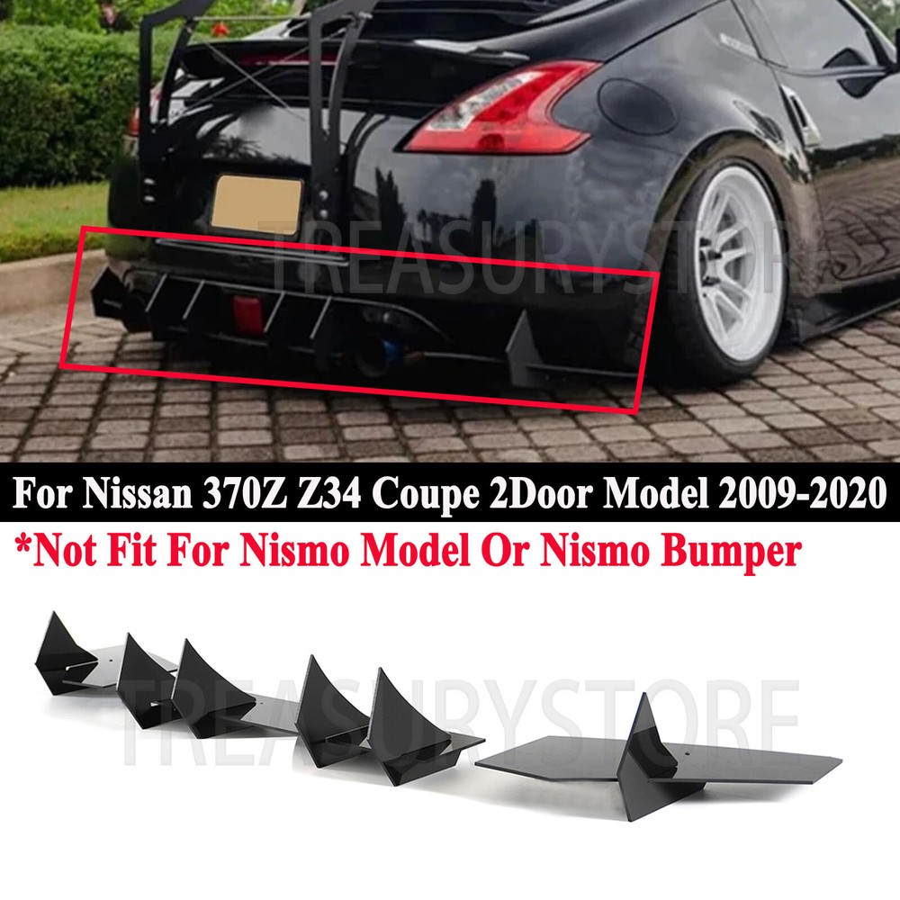 For Nissan 370Z 2009-2020 V1 Style Glossy Black Shark Fin Rear Bumper Diffuser