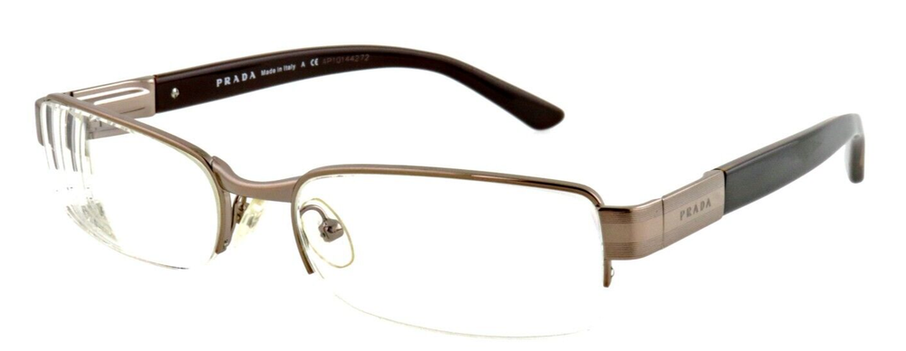 Prada VPR55L 1BI-1O1 51mm Copper Brown Half-Rim Eyeglass Frames Made in Italy