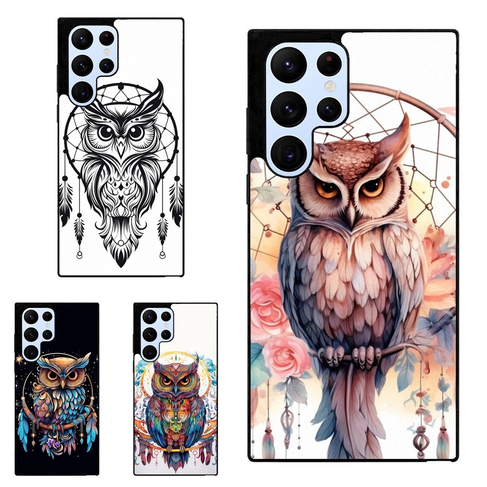 Rubber Case watercolor owl dreamcatcher For Samsung S25 S24 S23 FE Ultra a15 a16