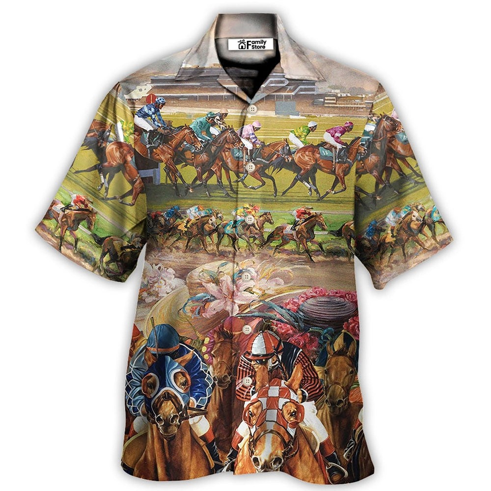 Men's Hawaiian Shirt Summer Style I Like People Mornings My Horse Design US Size Casual Vacation Top