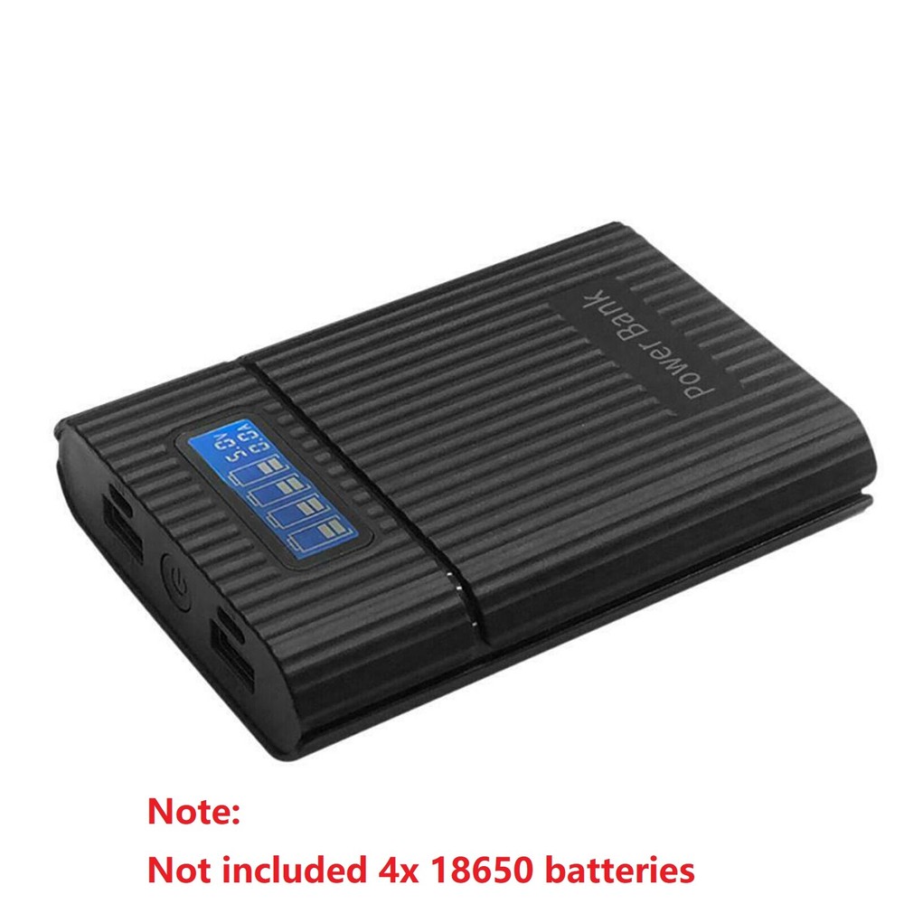 4x18650 Battery Storage Box with Dual USB Type C 5V 2A DIY Power Bank Case