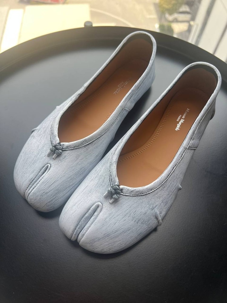 Maison Margiela Tabi Flat Ballerinas – White/Black, Size 39 ,25.5cm