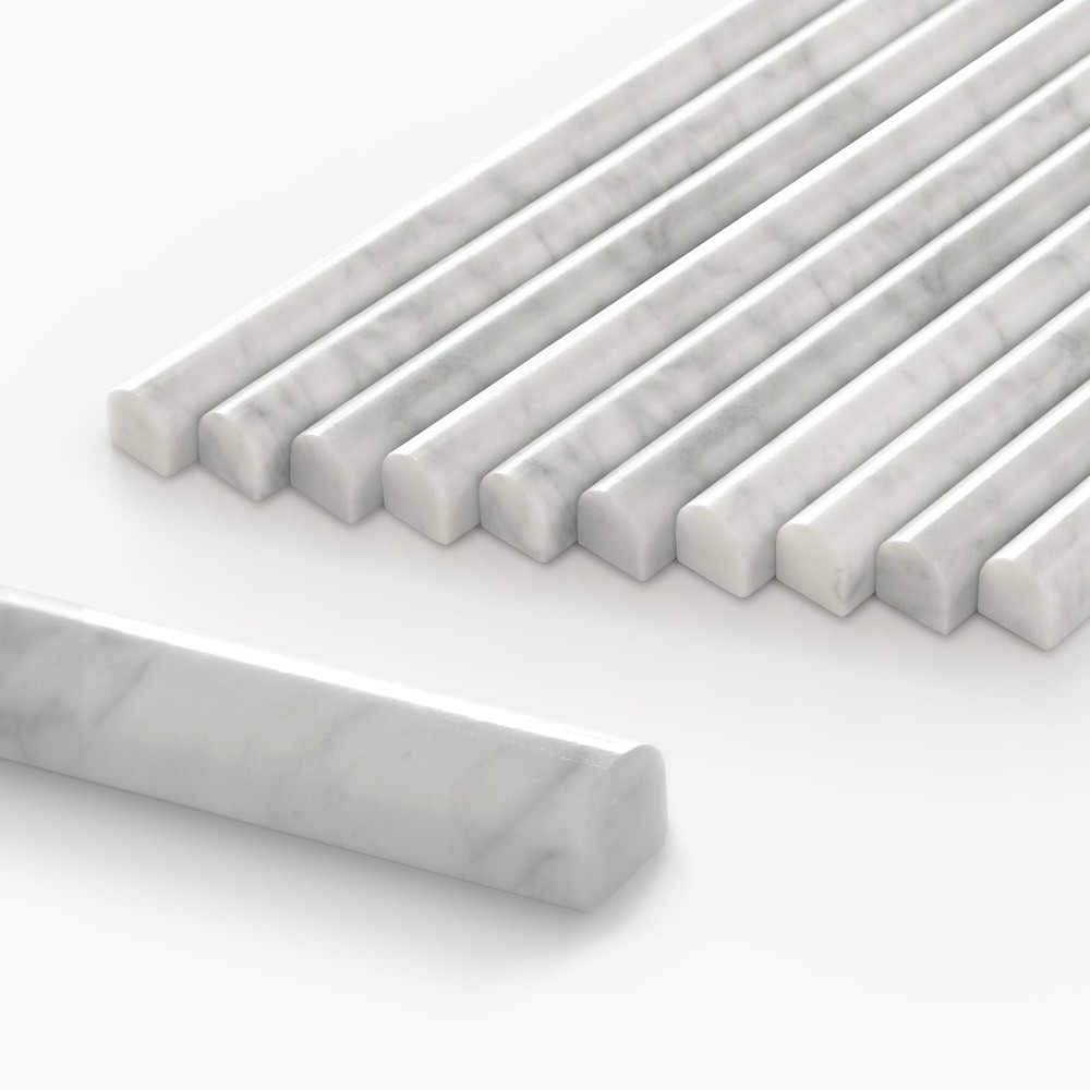 10-Pack Carrara White Marble Pencil Tile Trim 3/4x12 Honed Edge