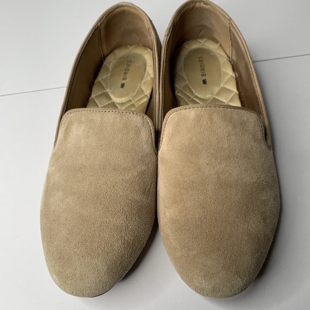 Birdies The Starling Almond Toe Latte Tan Leather Flat Shoes Slip-On Size 7