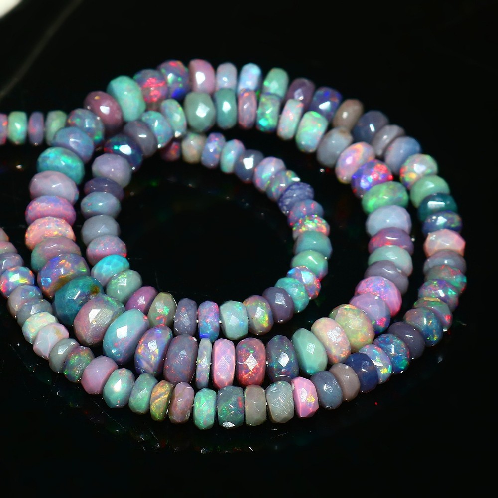 Ethiopian Opal Beads Natural Gemstone Ethiopian Strand Rondelle Round Loose 560