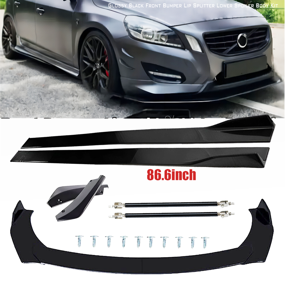 Glossy Black Front Rear Bumper Lip Splitter Spoiler for Volvo S40 S60 S80 S90