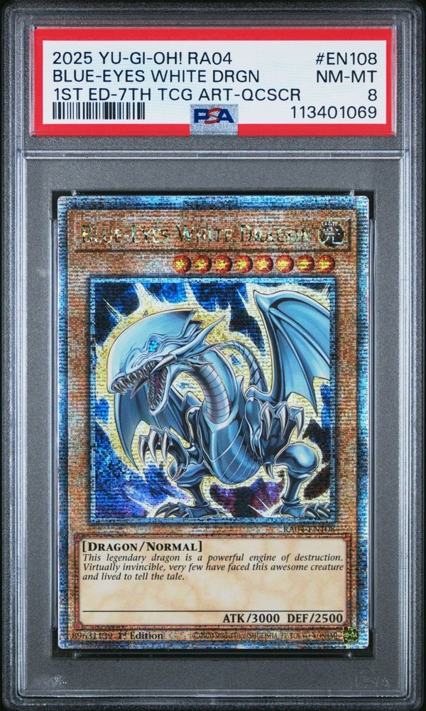 Blue-Eyes White Dragon (7th Art) (Quarter Century Secret Rare) RA04-EN108 Quarter Century Stampede 1st Edition