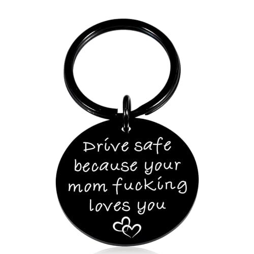 Fathers Day Gift for Son Boys Father Day Present from Mom Drive Safe Keychain-image