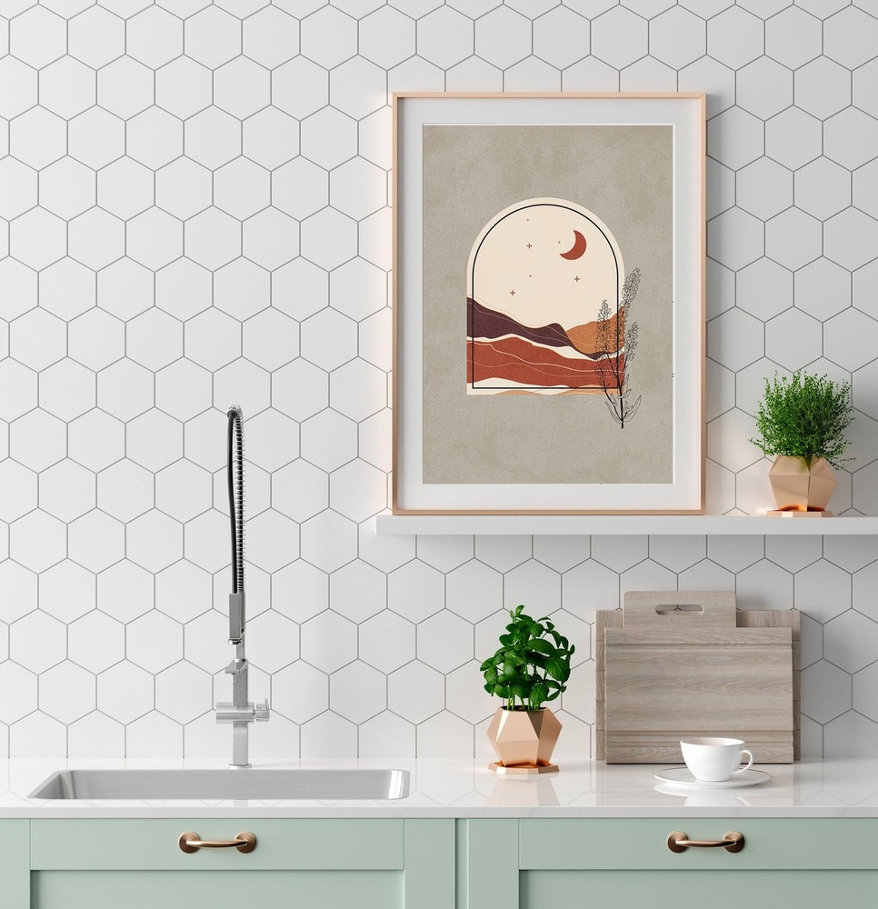 Boho Moon Print Mid Century Modern Art Moon Phase Home Decor Prints Celestial