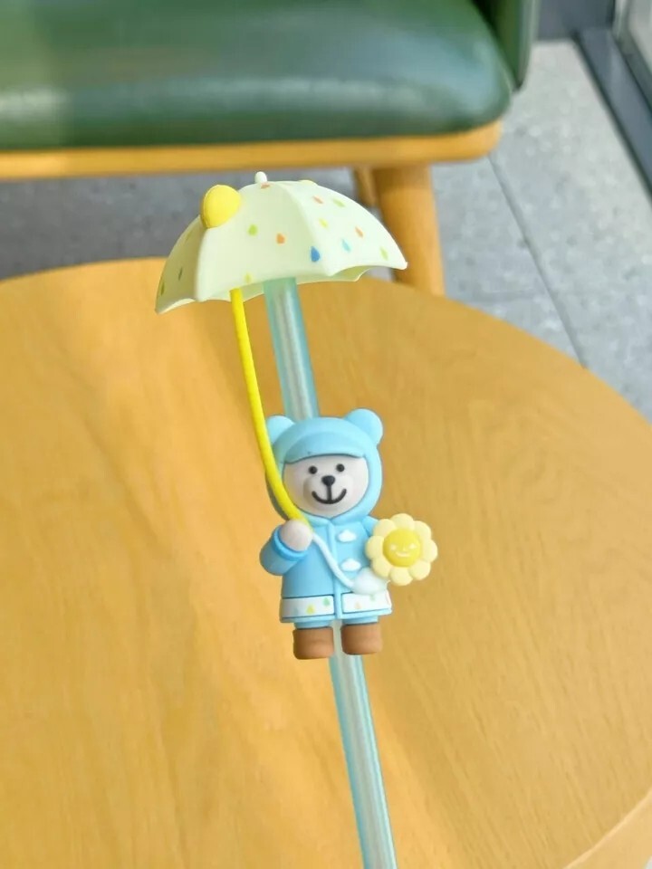 Starbucks China 2024 Summer Sunny Rain Bear Straw Topper Umbrella No Straw  