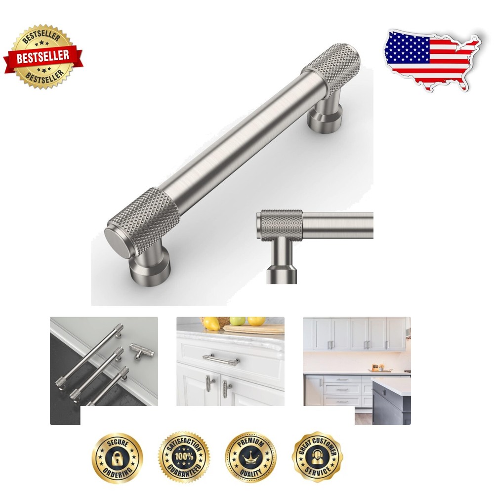 Durable 10-Pack Brushed Nickel Drawer Pulls - 3 Inch Easy Installation Handles