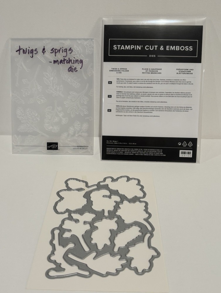 Stampin’ Up Twigs & Sprigs Embossing Folder & Dies. New! & Retired!