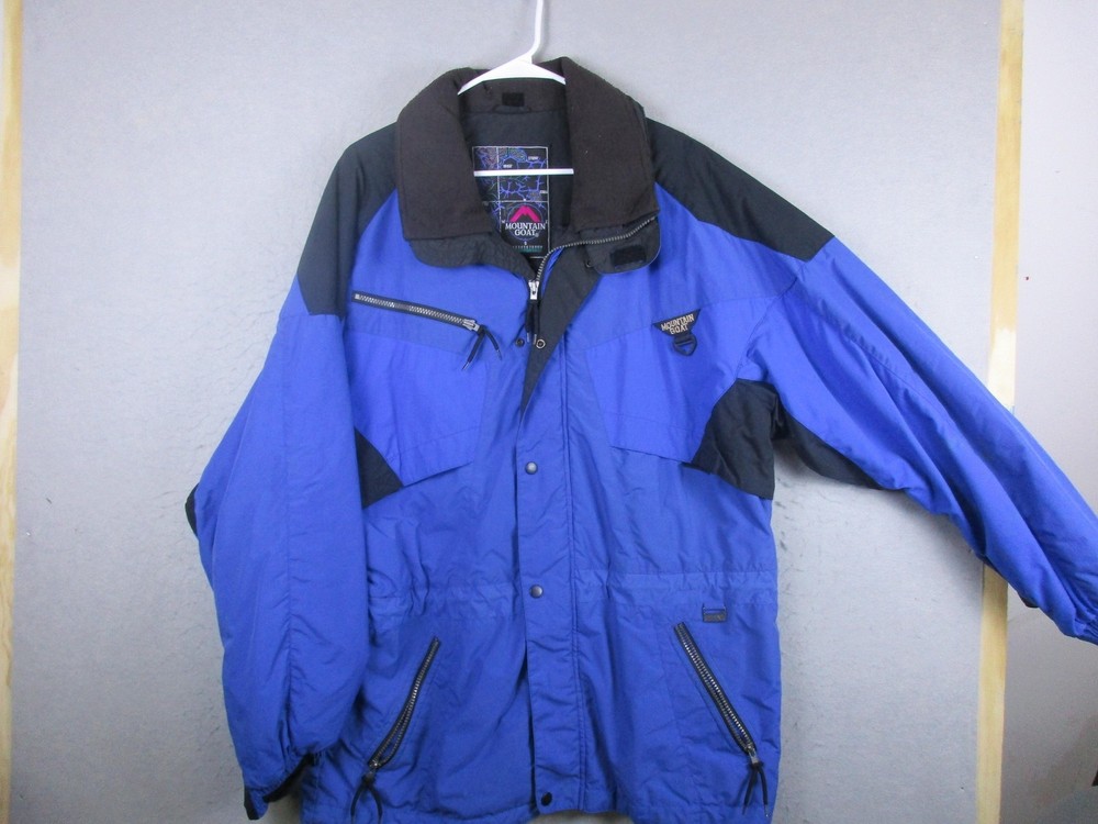 Vintage Mountain Goat Coat Mens Small Blue Thermolite Parka Insulated Ski 90s