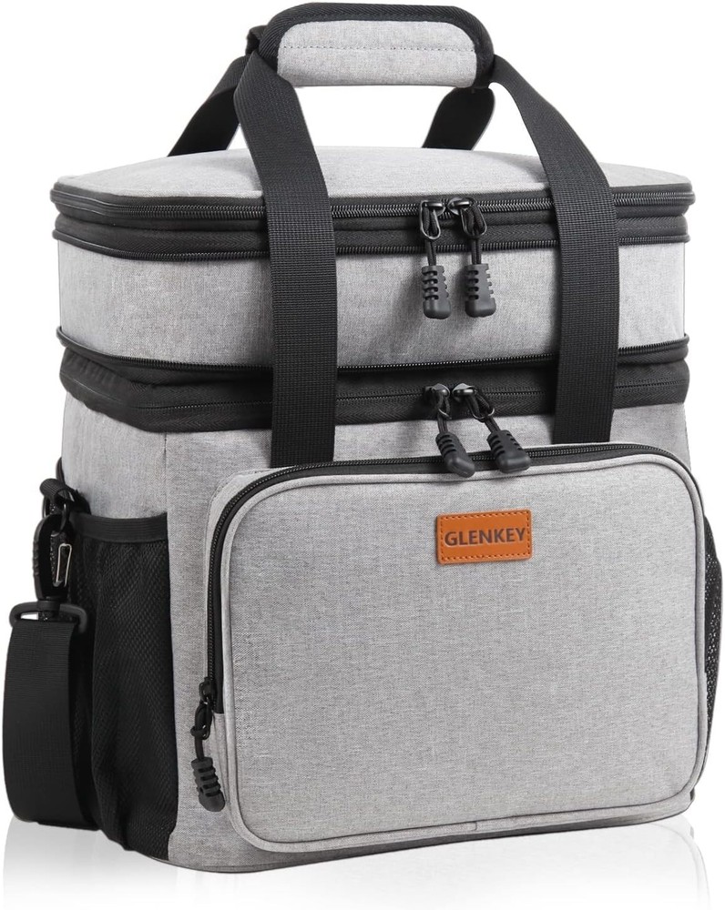 Double Deck Insulated Lunch Box, Expandable Large Lunch Bag Leakproof Cooler