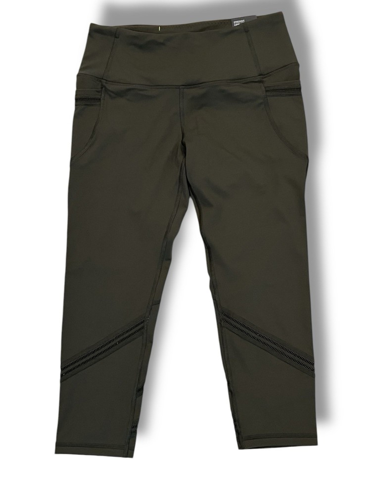 NWT VICTORIA SECRET GREEN KNOCKOUT CAPRI SPORT MESH TRIM INSERT PANTS Medium