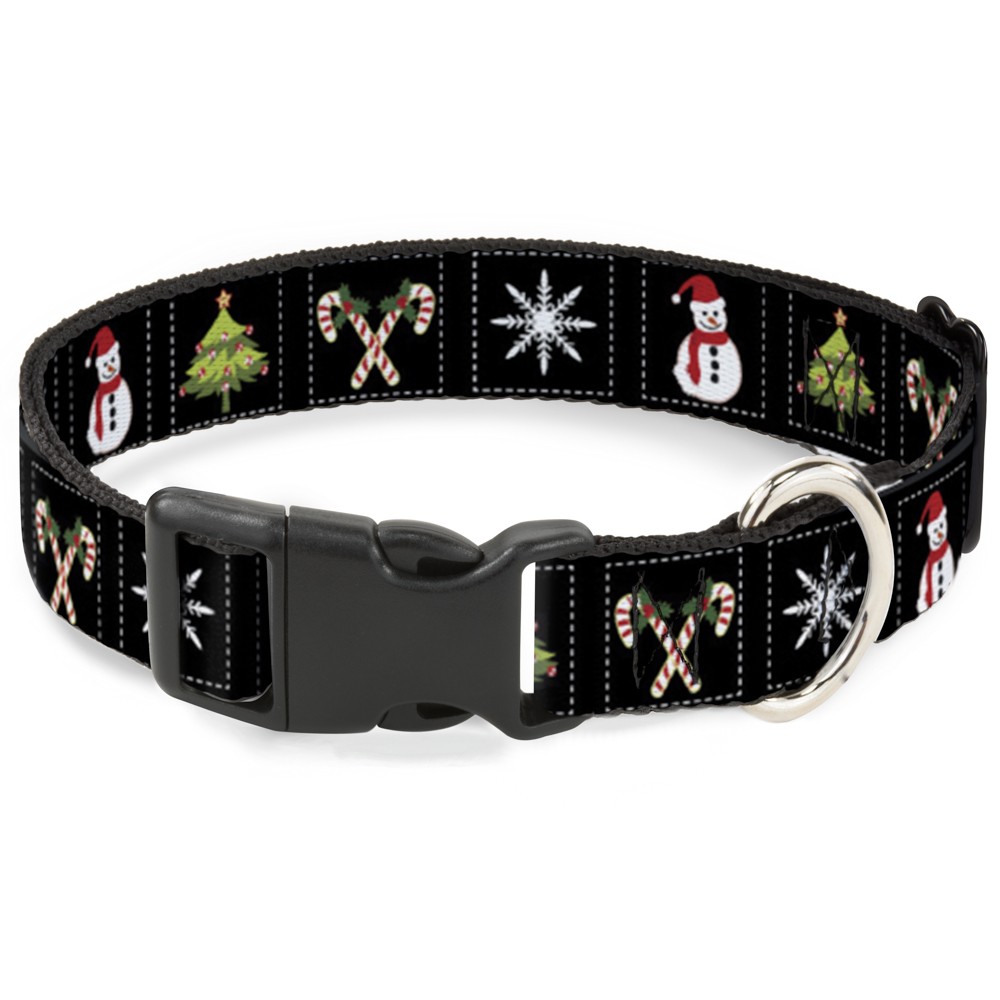Plastic Clip Collar Christmas Blocks Black/White/Multi Color Small 9.5-13