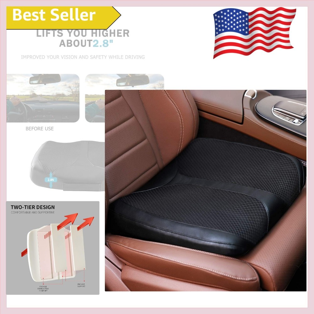 Portable Memory Foam Seat Cushion for Driving & Sitting Comfort - Black Mesh