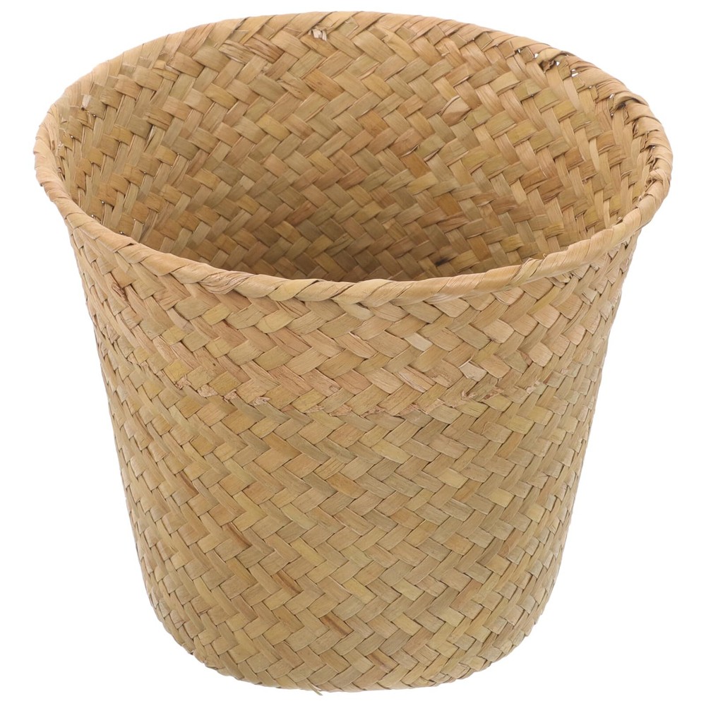 Small Wicker Waste Basket Round Mini Desk Trash Can Countertop Trash Bin Tiny...