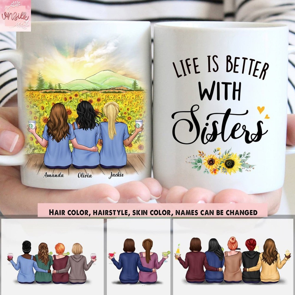 Life Is Better With Sisters Mug Best Friends Personalized Mug Best Friends Gifts