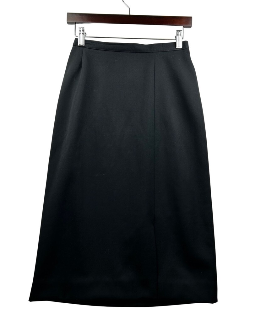 Vintage Paul Stanley Wool Black Midi Skirt Womens Size 6 Classic Staple